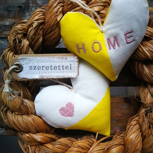 Szív függődísz, dekorációs kiegészítő  - 2 darabos szett , Otthon & Életmód, Dekoráció, Fali és függő dekoráció, Falra akasztható dekor, Varrás, Hímzés, MESKA