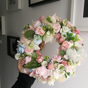  Pasztell dekoráció, kopogtató - 26 cm  - otthon & életmód - dekoráció - ajtó- és ablak dekoráció - ajtódísz & kopogtató - Meska.hu