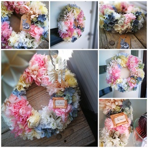 Pasztell virágoskert dekoráció, kopogtató - 31 cm  - otthon & életmód - dekoráció - ajtó- és ablak dekoráció - ajtódísz & kopogtató - Meska.hu