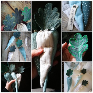 Textil dekorációs szett, Babaszoba kiegészítő, géppel hímzett répa csomag - 3 darabos - ünnepi díszek, dekorációk - húsvéti díszek és dekorációk - húsvéti asztaldíszek - Meska.hu