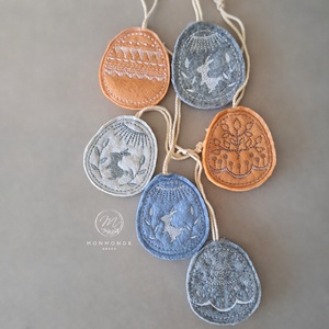 Húsvéti tojások, hímzett szett - 6 darabos - Meska.hu