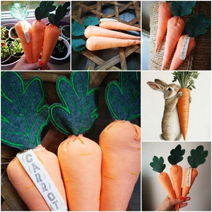 Textil dekorációs szett, Babaszoba kiegészítő, géppel hímzett répa csomag - 3 darabos - ünnepi díszek, dekorációk - húsvéti díszek és dekorációk - húsvéti asztaldíszek - Meska.hu