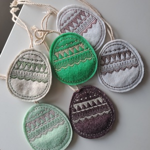 Húsvéti függődísz tojások, hímzett szett - 6 darabos - Meska.hu