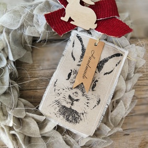 Filc leveles dekoráció, tavaszi nyuszis kopogtó - 22 cm  - ünnepi díszek, dekorációk - húsvéti díszek és dekorációk - húsvéti ajtódísz, kopogtató - Meska.hu