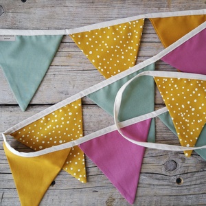 Zászlófüzér, Textil Girland Dekoráció, Babaszoba Dekor, Háromszög Zászló - Meska.hu