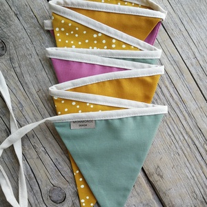 Zászlófüzér, Textil Girland Dekoráció, Babaszoba Dekor, Háromszög Zászló - baba - mama - babaszoba dekoráció - babaszoba füzér, girland  - Meska.hu