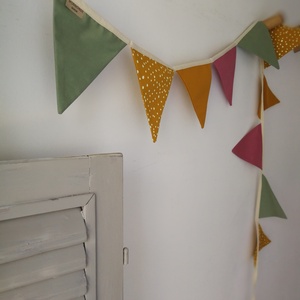 Zászlófüzér, Textil Girland Dekoráció, Babaszoba Dekor, Háromszög Zászló - baba - mama - babaszoba dekoráció - babaszoba füzér, girland  - Meska.hu