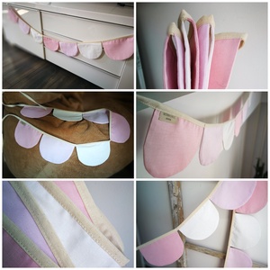 Zászlófüzér, Textil Girland Dekoráció, Babaszoba Dekor, Félkör Zászló - baba - mama - babaszoba dekoráció - babaszoba füzér, girland  - Meska.hu