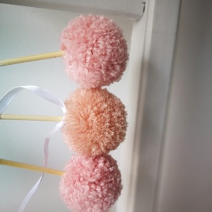 Rózsaszín tortadísz pompon szett � 3 db-os szülinapi dekor - otthon & életmód - konyhafelszerelés, tálalás - sütés, főzés - sütidísz - Meska.hu