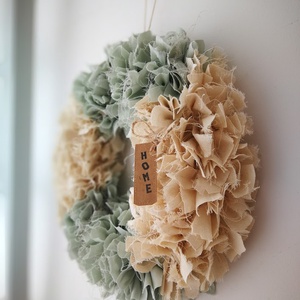 Natúr textilszálas dekoráció, ajtókopogtató - 32 cm - Meska.hu