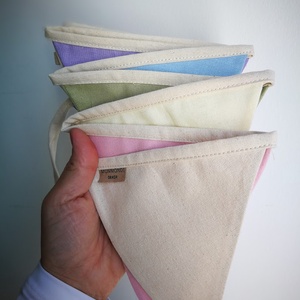 Zászlófüzér, Textil Girland Dekoráció, Babaszoba Dekor, Háromszög Zászló - baba - mama - babaszoba dekoráció - babaszoba füzér, girland  - Meska.hu