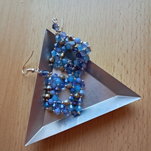 Veronika bicone fülbevaló 2, Ékszer, Fülbevaló, Lógó fülbevaló, Gyöngyfűzés, gyöngyhímzés, MESKA