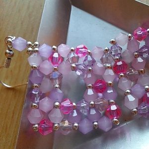 Veronika bicone fülbevaló 5, Ékszer, Fülbevaló, Lógó fülbevaló, Gyöngyfűzés, gyöngyhímzés, MESKA