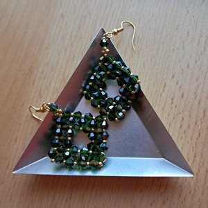 Veronika bicone fülbevaló 6, Ékszer, Fülbevaló, Lógó fülbevaló, Gyöngyfűzés, gyöngyhímzés, MESKA