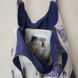Levendulás vászon szatyor és zero waste zsákocska - táska & tok - bevásárlás & shopper táska - shopper, textiltáska, szatyor - Meska.hu