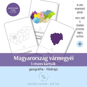 Magyarország vármegyéi 3 részes kártyák - többféle választható csomag! - játék & sport - készségfejlesztő és logikai játék - oktató játékok - Meska.hu