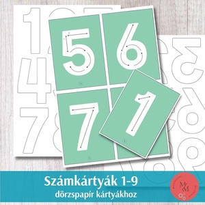 Montessori dörzspapír számkártyák 1-9 - játék & sport - készségfejlesztő és logikai játék - oktató játékok - Meska.hu