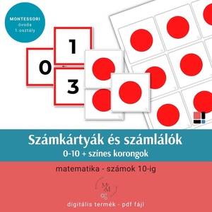 Montessori számkártyák és számlálók 0-10 színes korongok, Játék & Sport, Készségfejlesztő és Logikai játék, Oktató játékok, Fotó, grafika, rajz, illusztráció, MESKA