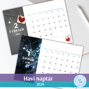 Havi naptár 2024 A 4-es lapra nyomtatható - ragasztható számokkal - otthon & életmód - papír, írószer - naptár & tervező - Meska.hu