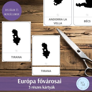 Európa fővárosai (a miniállamokkal együtt!!) 3 részes kártyák - többféle választható csomag! - játék & sport - készségfejlesztő és logikai játék - oktató játékok - Meska.hu