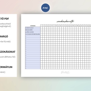 Szokáskövető, habit tracker - nyomtatható PDF - digitális termék - otthon & életmód - papír, írószer - naptár & tervező - Meska.hu