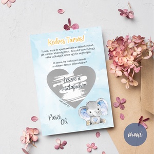 Kreatív keresztszülő felkérő, kaparós sorsjegy kártya A6 méretben - KÉK - esküvő - meghívó & kártya - meghívó - Meska.hu