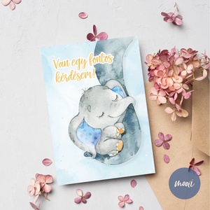 Kreatív keresztszülő felkérő, kaparós sorsjegy kártya A6 méretben - KÉK - Meska.hu