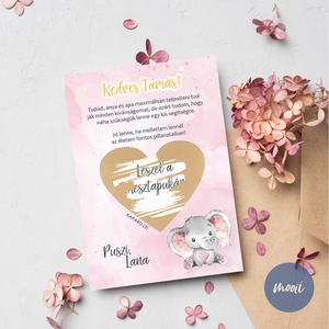 Kreatív keresztszülő felkérő, kaparós sorsjegy kártya A6 méretben RÓZSASZÍN - játék & sport - keresztelőajándékok - Meska.hu