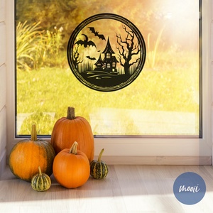 Kör kísértetkastély - ablak vagy falmatrica, Otthon & Életmód, Dekoráció, Halloween, Halloweeni ajtódíszek és ablakdíszek, Mindenmás, MESKA