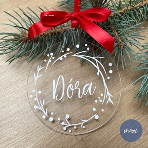 Névre szóló karácsonyi plexi dísz, karácsonyfa dísz, egyedi ajándék , Otthon & Életmód, Papír, írószer, Matrica, matrica csomag, Mindenmás, MESKA