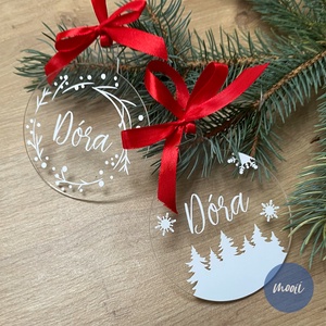 Névre szóló karácsonyi plexi dísz, karácsonyfa dísz, egyedi ajándék  - otthon & életmód - papír, írószer - matrica, matrica csomag - Meska.hu