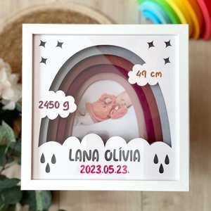 Babaköszöntő 3D kép, shadow box, emlék kép, Otthon & Életmód, Babaszoba, gyerekszoba, Babaszoba dekoráció, Papírművészet, MESKA
