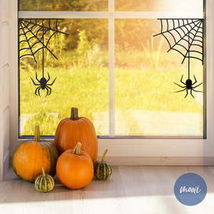 Pókháló a sarokban pókkal - halloween-i ablak vagy falmatrica, Otthon & Életmód, Dekoráció, Halloween, Halloweeni ajtódíszek és ablakdíszek, Mindenmás, MESKA