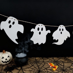 DIY Halloween-i szellemes füzér, csináld magad szellem girland, rémisztően jó papír dekoráció - otthon & életmód - dekoráció - halloween - halloweeni dekoráció - Meska.hu