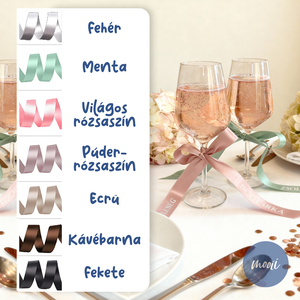 Személyre szabott szatén névszalagok  egyedi esküvői köszönőajándék, dekoráció vagy ajándékkísérő - esküvő - dekoráció - asztaldísz - Meska.hu