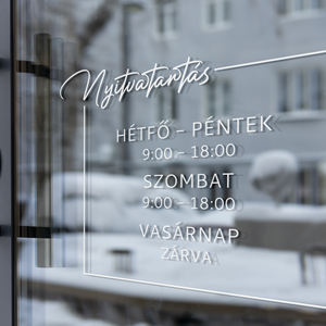Keretes, négyzet alakú kalligrafikus feliratú nyitvatartás matrica bejárati ajtóra, kerek dizájn, személyre szabható - otthon & életmód - dekoráció - ajtó- és ablak dekoráció - ablakmatrica - Meska.hu Keretes, négyzet alakú kalligrafikus feliratú nyitvatartás matrica bejárati ajtóra, kerek dizájn, személyre szabható - otthon & életmód - dekoráció - ajtó- és ablak dekoráció - ablakmatrica - Meska.hu