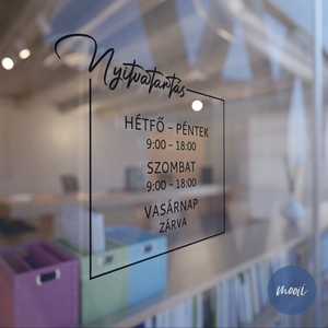 Keretes, négyzet alakú kalligrafikus feliratú nyitvatartás matrica bejárati ajtóra, kerek dizájn, személyre szabható - otthon & életmód - dekoráció - ajtó- és ablak dekoráció - ablakmatrica - Meska.hu Keretes, négyzet alakú kalligrafikus feliratú nyitvatartás matrica bejárati ajtóra, kerek dizájn, személyre szabható - otthon & életmód - dekoráció - ajtó- és ablak dekoráció - ablakmatrica - Meska.hu