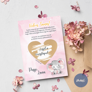Kreatív keresztszülő felkérő, kaparós sorsjegy kártya A6 méretben RÓZSASZÍN - baba - mama - keresztelő kellékek - keresztszülő felkérő - Meska.hu
