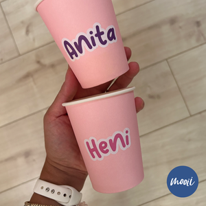 Kontúrvágott névmatrica papírpohárra, partypohárra, pohármatrica - Meska.hu