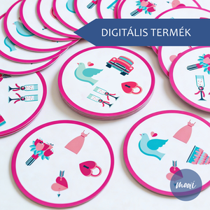 DIGITÁLIS TERMÉK - Nyomtatható esküvői Dobble jellegű fejlesztő kártyajáték � kicsiknek és nagyoknak 13 lapos - játék & sport - táblajáték és kártyajáték - kártya - Meska.hu