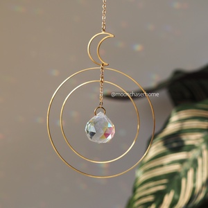 Sana-Napfogó hold medállal, szivárvány készítő, fénytörő, lakásdekoráció, kristály lakásdekor,prizma - otthon & életmód - dekoráció - dísztárgy - Meska.hu