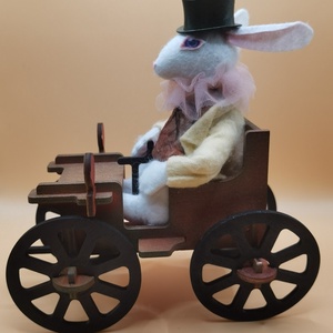Nyúl figura Vintage autómobillal - játék & sport - bábok - báb készlet - Meska.hu