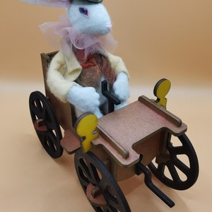 Nyúl figura Vintage autómobillal - játék & sport - bábok - báb készlet - Meska.hu