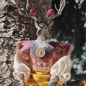 Retro szarvas karácsonyi fantázia figura - dekor 25 cm RENDELHETŐ - Meska.hu