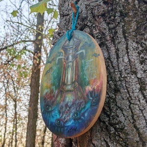 Fatáblára készült falikép, enkausztika / viasszal festett fantasy-főző, eco és újrahasznosítás - művészet - festmény - festmény vegyes technika - Meska.hu