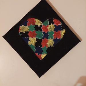 Puzzle szív - művészet - festmény - akril - Meska.hu