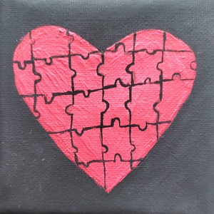 Puzzle szív - művészet - festmény - akril - Meska.hu