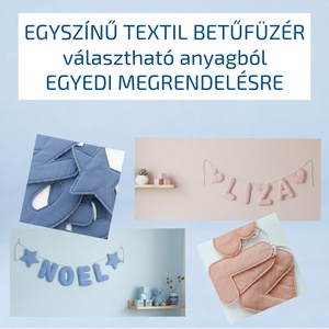 Egyszínű textil névfüzér babaszobába � egyedi, kézzel készült faldekoráció - egyedi megrendelésre - Meska.hu