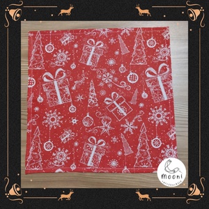 Karácsonyi textilszalvéta - 2 darabos csomag (piros alapon karácsonyi mintás) - otthon & életmód - konyhafelszerelés, tálalás - konyhai textil - szalvéta - Meska.hu