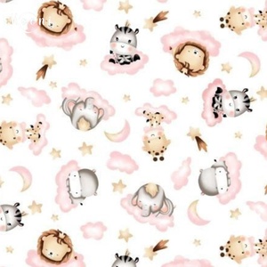 Állatok rózsaszín felhőn pamutvászon - mintás - alapanyag termékekhez, Kellékek & szerszámok, Méteráru, Szövet, , MESKA